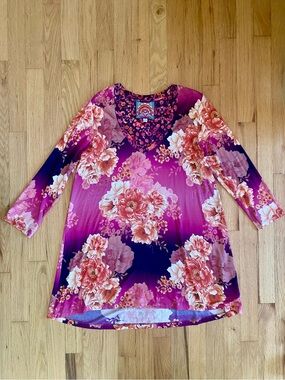 Johnny Was V-Neck Floral Tunic Top